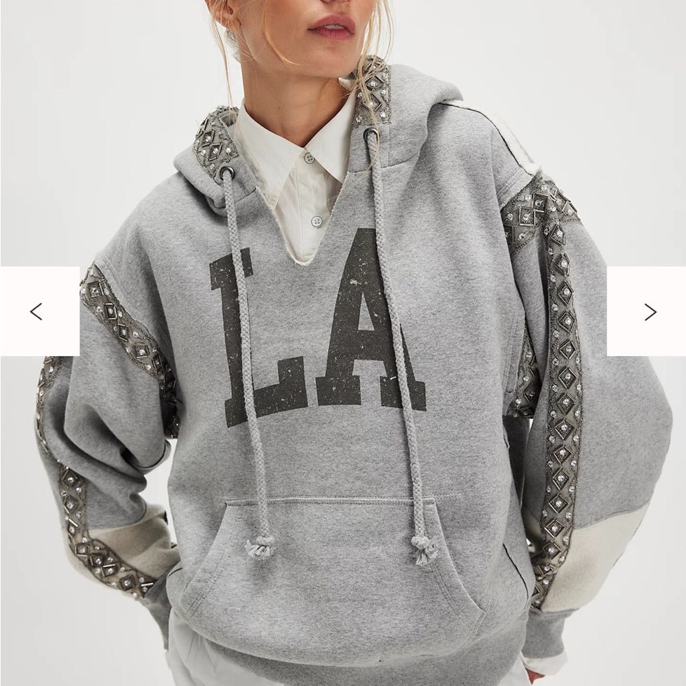 Free people we the free midnight sparkle embellished graphic hoodie